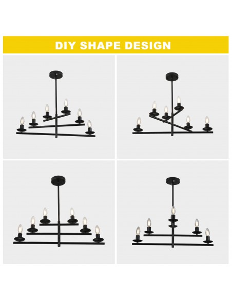 Oaks Aura 26” 6-Light Contemporary DIY Shape Pendant Light Fixture