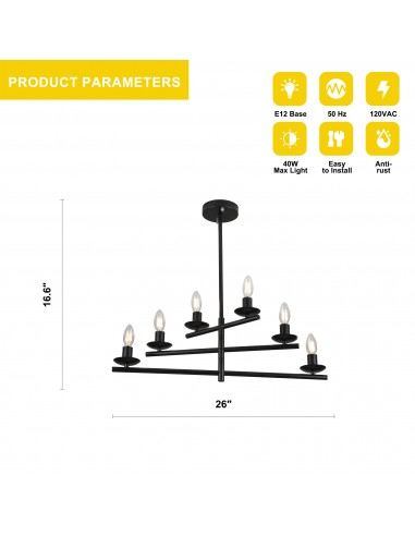 Oaks Aura 26” 6-Light Contemporary...