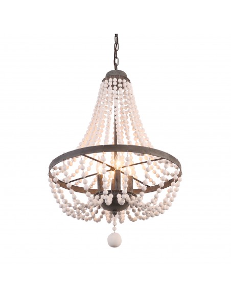 Oaks Aura Modern Bohemia 4-Light Wood Ceiling Light Farmhouse Beaded Wood Chandelier