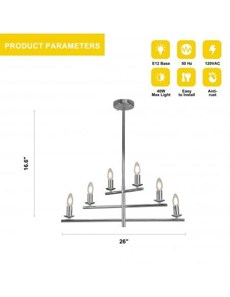Oaks Aura 26” 6-Light Contemporary DIY Shape Pendant Light Fixture