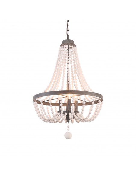 Oaks Aura Modern Bohemia 4-Light Wood Ceiling Light Farmhouse Beaded Wood Chandelier