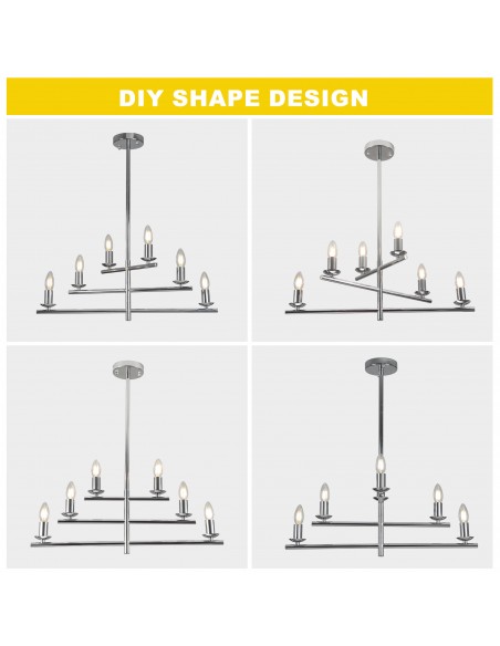 Oaks Aura 26” 6-Light Contemporary DIY Shape Pendant Light Fixture