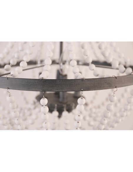 Oaks Aura Modern Bohemia 4-Light Wood Ceiling Light Farmhouse Beaded Wood Chandelier