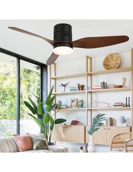 Oaks aura 46” Reversible 3-Blade Wood Ceiling Fan with LED Lights and Remote Control, 6-Speed Settings, Timer Function