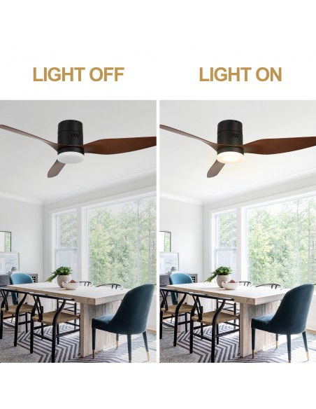 Oaks aura 46” Reversible 3-Blade Wood Ceiling Fan with LED Lights and Remote Control, 6-Speed Settings, Timer Function