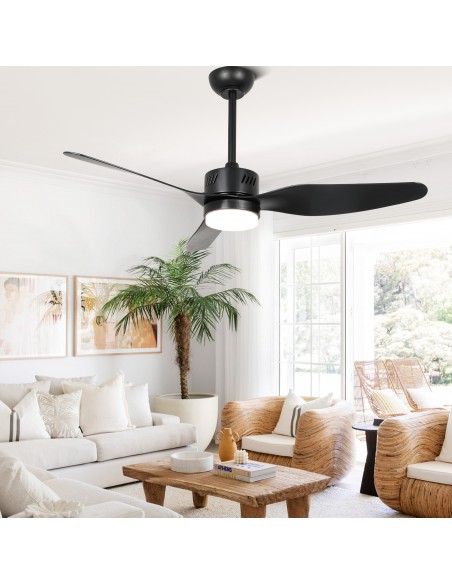 Oaks aura 46” Reversible 3-Blade Wood Ceiling Fan with LED Lights and Remote Control, 6-Speed Settings, Timer Function