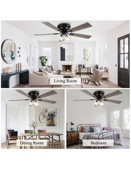 Oaks Aura 52” 5-Blade Ceiling Fan Lights and Remote Control, 6-Speed, Timer, Memory Function