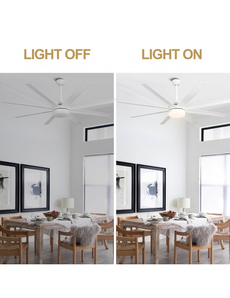 Oaks Aura 65" Large Smart Ceiling Fan with Light Kit & Remote, 6-Blade Design, 6-Speed Quiet DC Motor, Reversible for Large Room