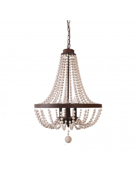 Oaks Aura Modern Bohemia 4-Light Wood Ceiling Light Farmhouse Beaded Wood Chandelier