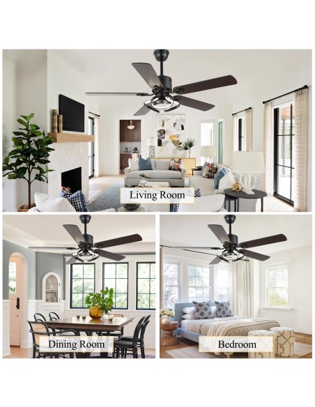 Oaks Aura 52” Reversible 5-Blade Ceiling Fan with LED Lights and Remote Control,  6-Speed, Timer, 3-Color, DC Motor