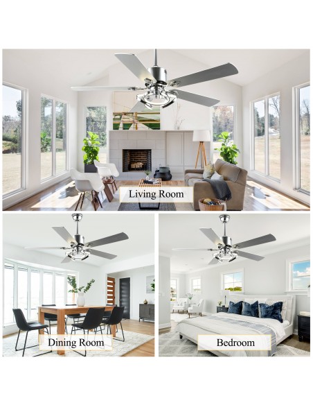 Oaks Aura 52” Reversible 5-Blade Ceiling Fan with LED Lights and Remote Control,  6-Speed, Timer, 3-Color, DC Motor