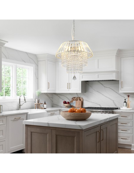 Oaks Aura 16” Crystal Chandelier Adjustable Height Pendant Light Fixture