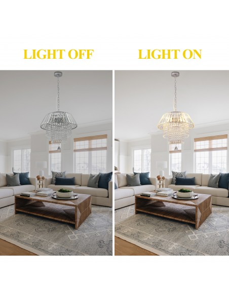 Oaks Aura 16” Crystal Chandelier Adjustable Height Pendant Light Fixture