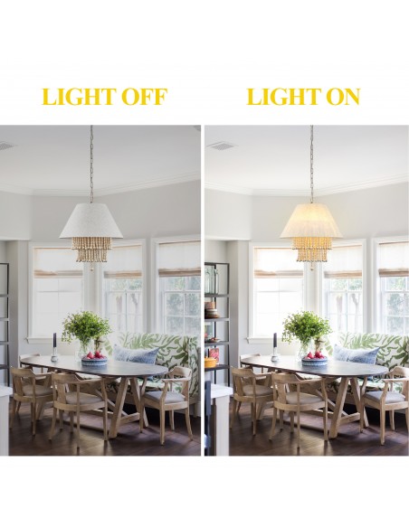 Oaks Aura 21” Wooden Bead Chandelier Adjustable Height Pendant Light Fixture