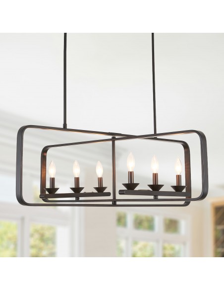 Oaks Aura 40” 6-Light DIY Shape Rectangular Chandelier