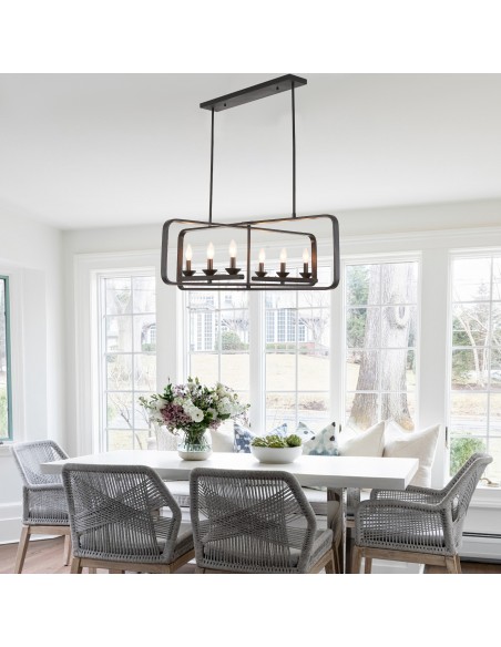 Oaks Aura 40” 6-Light DIY Shape Rectangular Chandelier