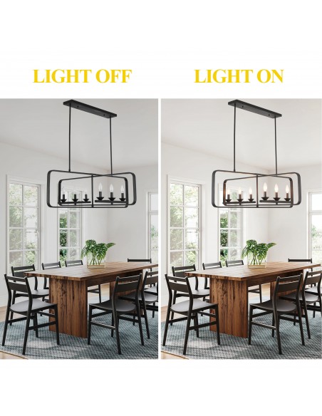 Oaks Aura 40” 6-Light DIY Shape Rectangular Chandelier
