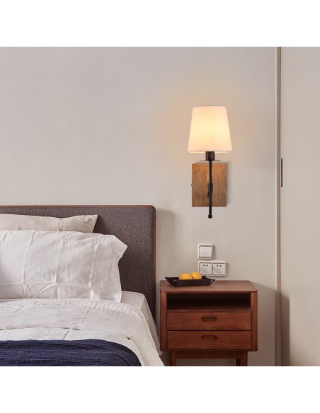 Oaks Aura 5.9” 1-Light Wall Sconce with White Fabric Shade for Bedroom, Living Room, Hallway, and More