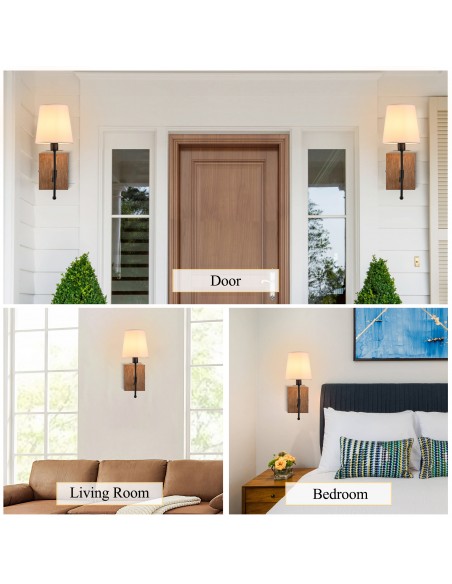 Oaks Aura 5.9” 1-Light Wall Sconce with White Fabric Shade for Bedroom, Living Room, Hallway, and More