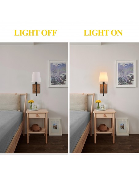 Oaks Aura 5.9” 1-Light Wall Sconce with White Fabric Shade for Bedroom, Living Room, Hallway, and More