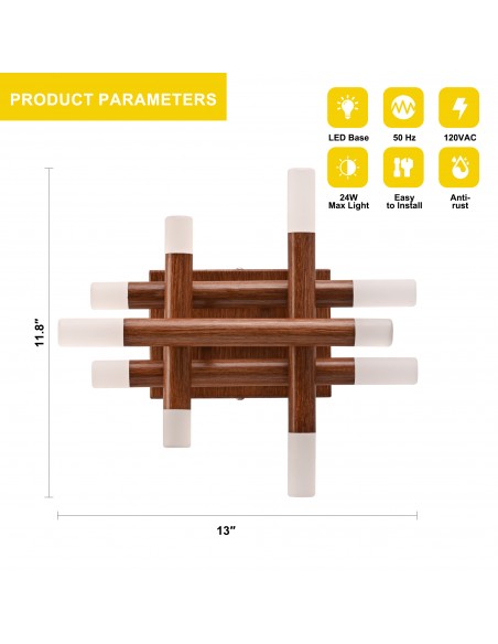 Oaks aura 13” Dimmable Wall Sconce with LED Lights and Remote Control, 3-Color for Bedroom, Living Room, Hallway, and More
