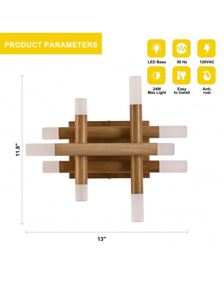 Oaks aura 13” Dimmable Wall Sconce with LED Lights and Remote Control, 3-Color for Bedroom, Living Room, Hallway, and More