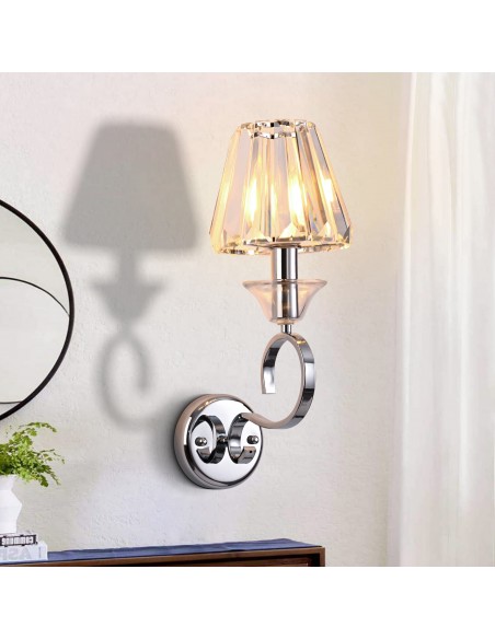 Oaks Aura 9.6” Modern 1-Light Crystal Wall Sconce for Bedroom, Living Room, Entryway, and More