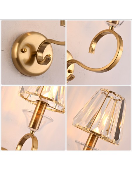 Oaks Aura 9.6” Modern 1-Light Crystal Wall Sconce for Bedroom, Living Room, Entryway, and More