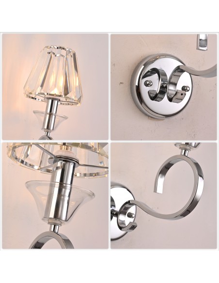 Oaks Aura 9.6” Modern 1-Light Crystal Wall Sconce for Bedroom, Living Room, Entryway, and More