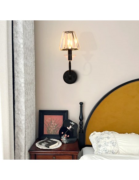 Oaks Aura 9.6” Modern 1-Light Crystal Wall Sconce for Bedroom, Living Room, Entryway, and More