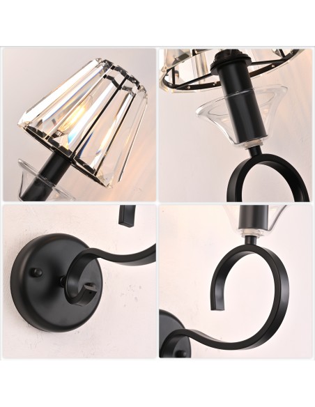 Oaks Aura 9.6” Modern 1-Light Crystal Wall Sconce for Bedroom, Living Room, Entryway, and More