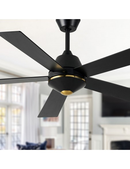 Oaks Aura 52-Inch 5-Blade Reversible Ceiling Fan with Remote Control, 6-Speed Settings, Quiet DC Motor