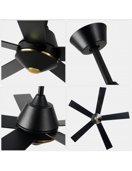 Oaks Aura 52-Inch 5-Blade Reversible Ceiling Fan with Remote Control, 6-Speed Settings, Quiet DC Motor