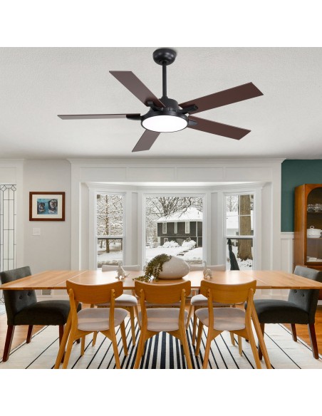 Oaks Aura 52" 5-Blade Reversible Ceiling Fan with Light and Remote, 6-Speed Settings, DC Motor