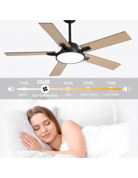 Oaks Aura 52" 5-Blade Reversible Ceiling Fan with Light and Remote, 6-Speed Settings, DC Motor