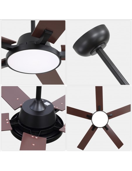Oaks Aura 52" 5-Blade Reversible Ceiling Fan with Light and Remote, 6-Speed Settings, DC Motor