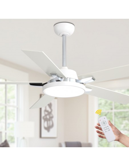 Oaks Aura 52" 5-Blade Reversible Ceiling Fan with Light and Remote, 6-Speed Settings, DC Motor
