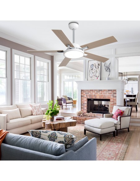 Oaks Aura 52" 5-Blade Reversible Ceiling Fan with Light and Remote, 6-Speed Settings, DC Motor