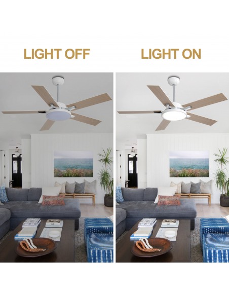 Oaks Aura 52" 5-Blade Reversible Ceiling Fan with Light and Remote, 6-Speed Settings, DC Motor