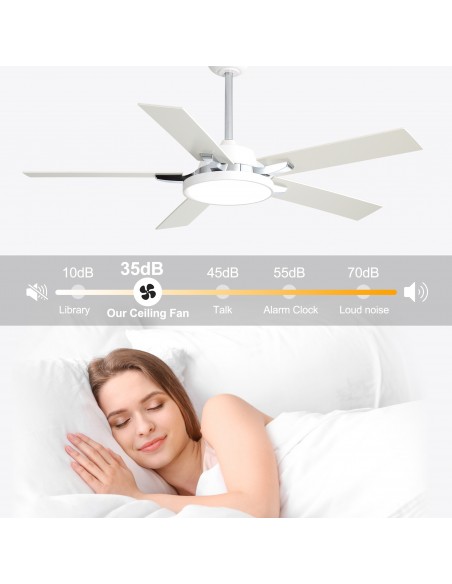 Oaks Aura 52" 5-Blade Reversible Ceiling Fan with Light and Remote, 6-Speed Settings, DC Motor