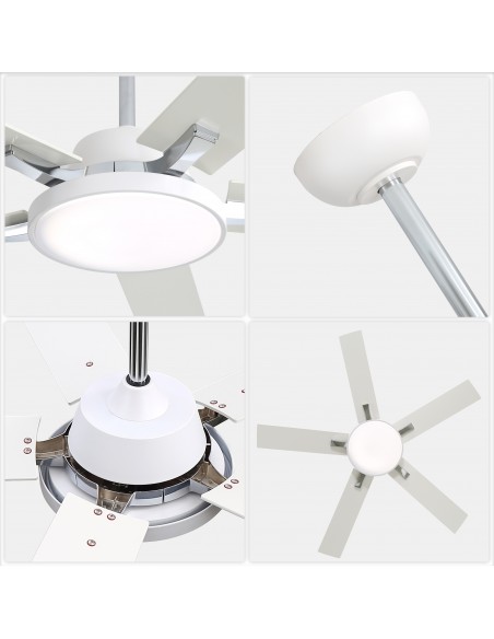 Oaks Aura 52" 5-Blade Reversible Ceiling Fan with Light and Remote, 6-Speed Settings, DC Motor