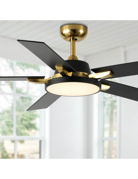 Oaks Aura 52" 5-Blade Reversible Ceiling Fan with Light and Remote, 6-Speed Settings, DC Motor