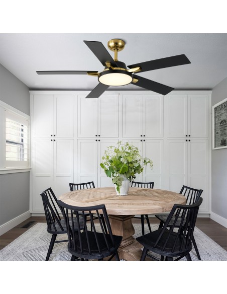 Oaks Aura 52" 5-Blade Reversible Ceiling Fan with Light and Remote, 6-Speed Settings, DC Motor