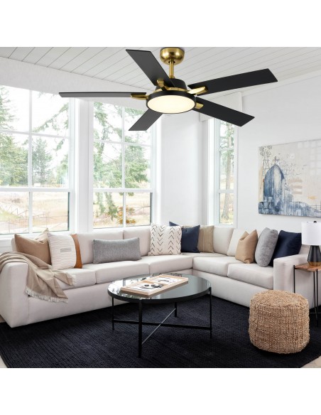 Oaks Aura 52" 5-Blade Reversible Ceiling Fan with Light and Remote, 6-Speed Settings, DC Motor