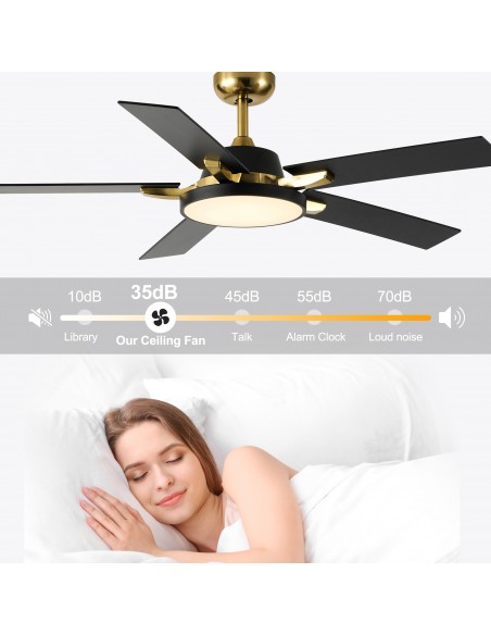 Oaks Aura 52" 5-Blade Reversible Ceiling Fan with Light and Remote, 6-Speed Settings, DC Motor