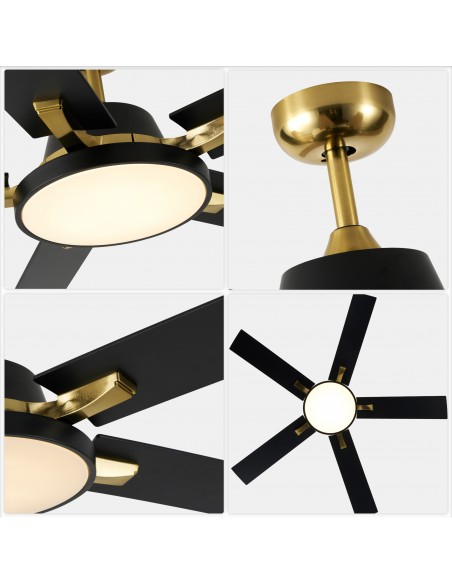 Oaks Aura 52" 5-Blade Reversible Ceiling Fan with Light and Remote, 6-Speed Settings, DC Motor