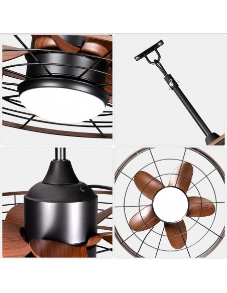 Oaks Aura 24" Outdoor Smart Ceiling Fan with LED Light Kit and Remote Control, Waterproof IP44, 5-Blade Design, Damp Rated