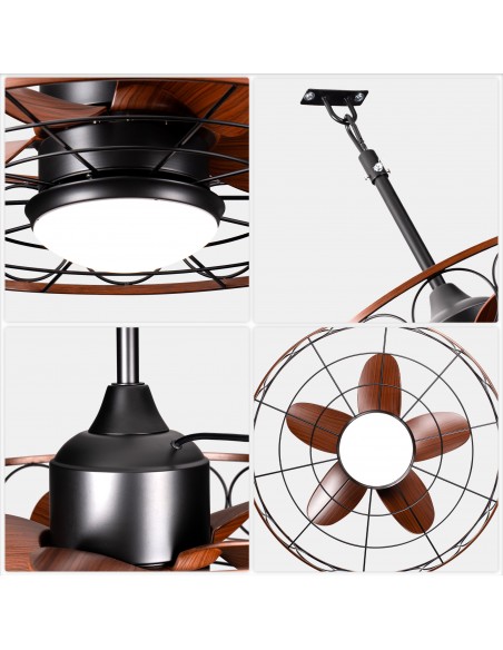 Oaks Aura 24" Outdoor Smart Ceiling Fan with LED Light Kit and Remote Control, Waterproof IP44, 5-Blade Design, Damp Rated