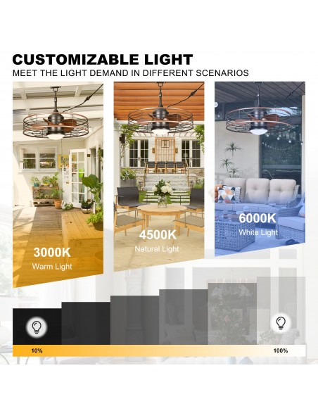 Oaks Aura 24" Outdoor Smart Ceiling Fan with LED Light Kit and Remote Control, Waterproof IP44, 5-Blade Design, Damp Rated