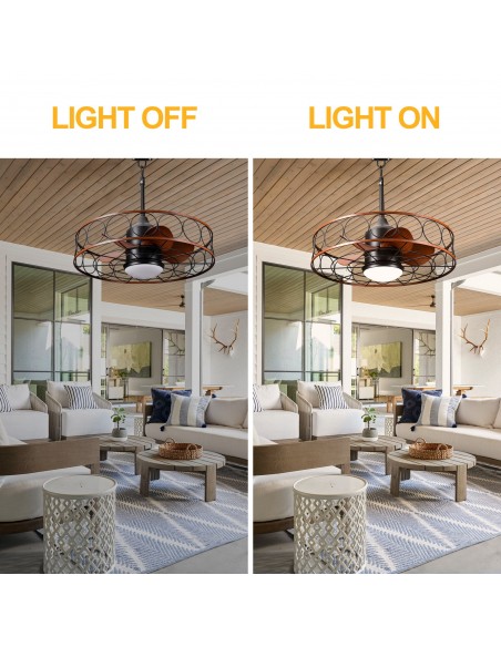 Oaks Aura 24" Outdoor Smart Ceiling Fan with LED Light Kit and Remote Control, Waterproof IP44, 5-Blade Design, Damp Rated